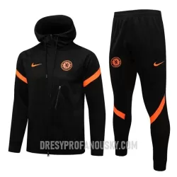 Levné Mužský Chelsea Black Orange Version Tréninkový Bunda Kapucí Soupravy 2022-23 Levné Mužský Chelsea Black Orange Version Tréninkový Bunda Kapucí Soupravy 2022-23