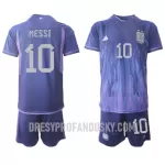 Levné Dětský Fotbalový Dres Argentina Lionel Messi 10 Venkovní Mistrovství Světa 2022