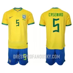 Levné Dětský Fotbalový Dres Brazílie Casemiro 5 Domácí Mistrovství Světa 2022 Levné Dětský Fotbalový Dres Brazílie Casemiro 5 Domácí Mistrovství Světa 2022