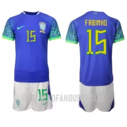 Levné Dětský Fotbalový Dres Brazílie Fabinho 15 Venkovní Mistrovství Světa 2022 Levné Dětský Fotbalový Dres Brazílie Fabinho 15 Venkovní Mistrovství Světa 2022