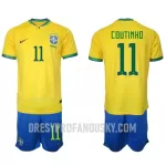Levné Dětský Fotbalový Dres Brazílie Philippe Coutinho 11 Domácí Mistrovství Světa 2022