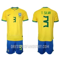 Levné Dětský Fotbalový Dres Brazílie Thiago Silva 3 Domácí Mistrovství Světa 2022 Levné Dětský Fotbalový Dres Brazílie Thiago Silva 3 Domácí Mistrovství Světa 2022