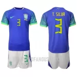 Levné Dětský Fotbalový Dres Brazílie Thiago Silva 3 Venkovní Mistrovství Světa 2022