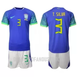 Levné Dětský Fotbalový Dres Brazílie Thiago Silva 3 Venkovní Mistrovství Světa 2022 Levné Dětský Fotbalový Dres Brazílie Thiago Silva 3 Venkovní Mistrovství Světa 2022
