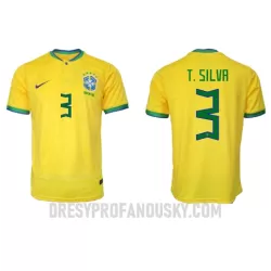 Levné Mužský Fotbalový Dres Brazílie Thiago Silva 3 Domácí Mistrovství Světa 2022 Levné Mužský Fotbalový Dres Brazílie Thiago Silva 3 Domácí Mistrovství Světa 2022