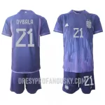 Levné Dětský Fotbalový Dres Argentina Paulo Dybala 21 Venkovní Mistrovství Světa 2022