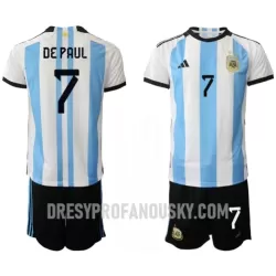Levné Dětský Fotbalový Dres Argentina Rodrigo de Paul 7 Domácí Mistrovství Světa 2022 Levné Dětský Fotbalový Dres Argentina Rodrigo de Paul 7 Domácí Mistrovství Světa 2022