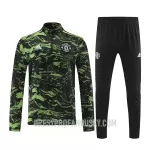 Levné Mužský Manchester United Tréninkové teplákové soupravy Čtvrt-Zip 2022-23 Černozelená