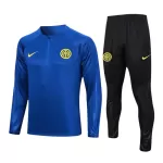Levné Mužský Inter Milán Kit Tréninkové teplákové soupravy Čtvrt-Zip 2023-24 Modrá