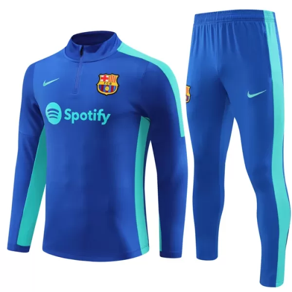 Levné Dětský Barcelona Kit Dark Tréninkové teplákové soupravy Čtvrt-Zip 2023-24 Modrá