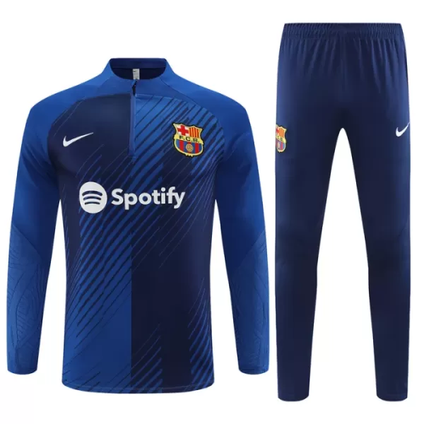 Levné Dětský FC Barcelona Kit Tréninkové teplákové soupravy Čtvrt-Zip 2023-24 Modrá