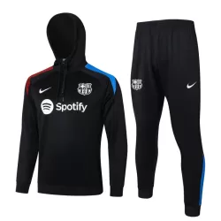 Levné Dětský Barcelona Hoodie Tréninkové teplákové soupravy Čtvrt-Zip 2024-25 Černá Levné Dětský Barcelona Hoodie Tréninkové teplákové soupravy Čtvrt-Zip 2024-25 Černá