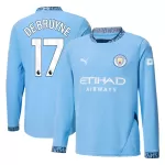 Levné Mužský Fotbalový Dres Manchester City De Bruyne 17 Domácí 2024-25 Dlouhý Rukáv