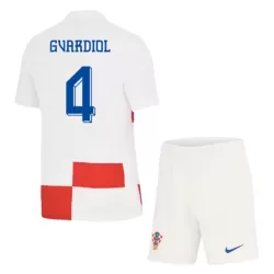Levné Dětský Fotbalový Dres Chorvatsko Gvardiol 4 Domácí ME 2024 Levné Dětský Fotbalový Dres Chorvatsko Gvardiol 4 Domácí ME 2024