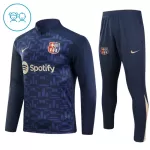 Levné Dětský Barcelona Tréninkové teplákové soupravy Čtvrt-Zip 2024-25 Navy