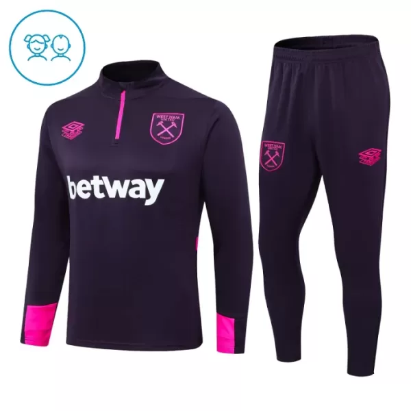 Levné Dětský West Ham United Tréninkové teplákové soupravy Čtvrt-Zip 2024-25 Levné Dětský West Ham United Tréninkové teplákové soupravy Čtvrt-Zip 2024-25