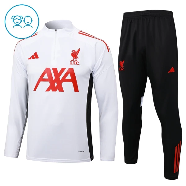 Levné Dětský Liverpool Tréninkové teplákové soupravy Čtvrt-Zip 2025-26 Bílá Levné Dětský Liverpool Tréninkové teplákové soupravy Čtvrt-Zip 2025-26 Bílá