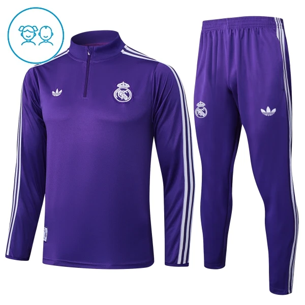 Levné Dětský Real Madrid Tréninkové teplákové soupravy Čtvrt-Zip 2025-26 Levné Dětský Real Madrid Tréninkové teplákové soupravy Čtvrt-Zip 2025-26