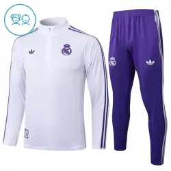 Levné Dětský Real Madrid Tréninkové teplákové soupravy Čtvrt-Zip 2025-26 Bílá Levné Dětský Real Madrid Tréninkové teplákové soupravy Čtvrt-Zip 2025-26 Bílá
