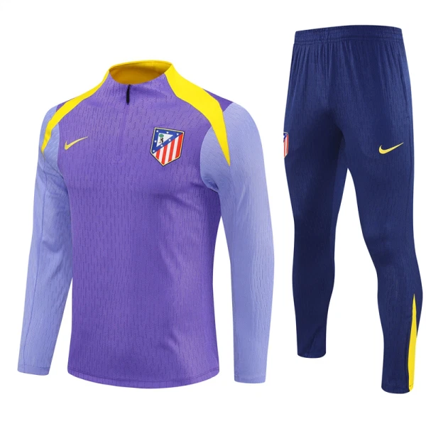 Levné Mužský Atlético Madrid Tréninkové teplákové soupravy Čtvrt-Zip 2025-26 Levné Mužský Atlético Madrid Tréninkové teplákové soupravy Čtvrt-Zip 2025-26
