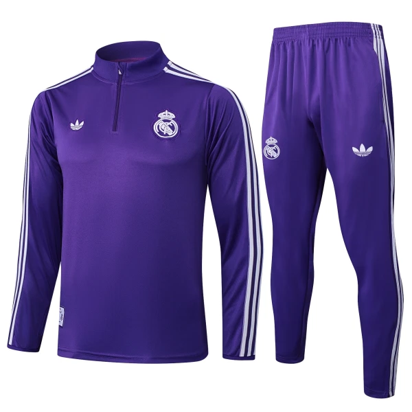Levné Mužský Real Madrid Tréninkové teplákové soupravy Čtvrt-Zip 2025-26 Levné Mužský Real Madrid Tréninkové teplákové soupravy Čtvrt-Zip 2025-26
