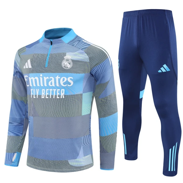 Levné Mužský Real Madrid Tréninkové teplákové soupravy Čtvrt-Zip 2025-26 Modrá