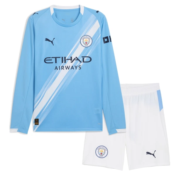 Levné Dětský Fotbalový Dres Manchester City Domácí 2025-26 Dlouhý Rukáv Levné Dětský Fotbalový Dres Manchester City Domácí 2025-26 Dlouhý Rukáv