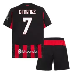 Levné Dětský Fotbalový Dres AC Milán Gimenez 7 Domácí 2025-26 Levné Dětský Fotbalový Dres AC Milán Gimenez 7 Domácí 2025-26