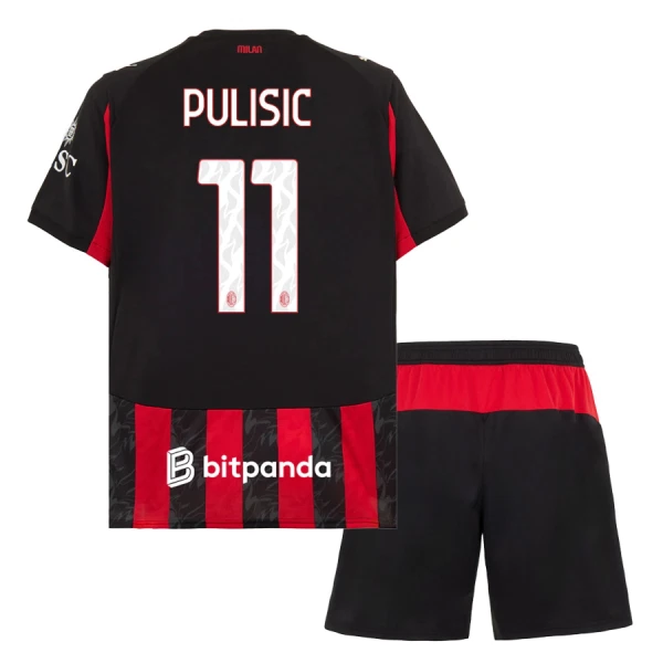 Levné Dětský Fotbalový Dres AC Milán Pulisic 11 Domácí 2025-26 Levné Dětský Fotbalový Dres AC Milán Pulisic 11 Domácí 2025-26