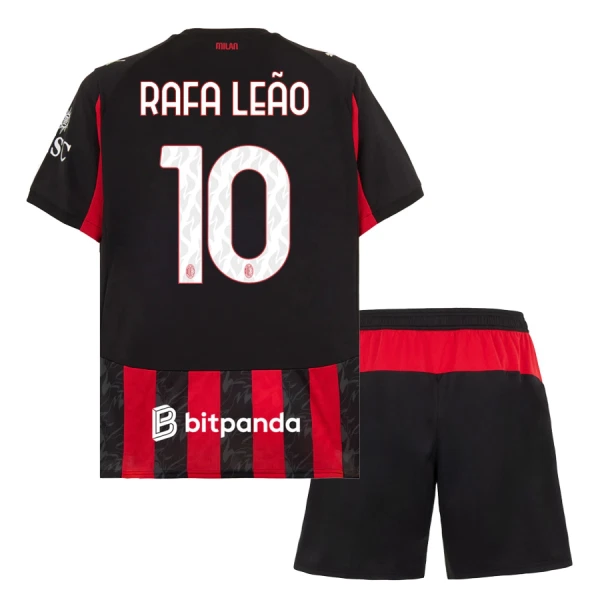 Levné Dětský Fotbalový Dres AC Milán Rafael Leao 10 Domácí 2025-26 Levné Dětský Fotbalový Dres AC Milán Rafael Leao 10 Domácí 2025-26