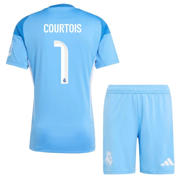 Levné Dětský Fotbalový Dres Real Madrid Courtois 1 Brankářské 2025-26 Levné Dětský Fotbalový Dres Real Madrid Courtois 1 Brankářské 2025-26