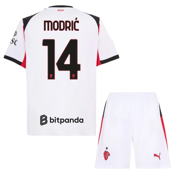 Levné Dětský Fotbalový Dres AC Milán Modrić 14 Venkovní 2025-26 Levné Dětský Fotbalový Dres AC Milán Modrić 14 Venkovní 2025-26