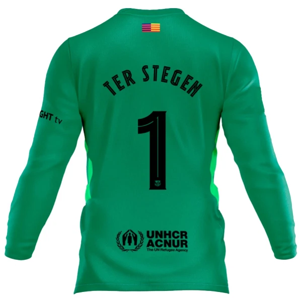 Levné Mužský Fotbalový Dres FC Barcelona Ter Stegen 1 Brankářské 2025-26 Dlouhý Rukáv Levné Mužský Fotbalový Dres FC Barcelona Ter Stegen 1 Brankářské 2025-26 Dlouhý Rukáv
