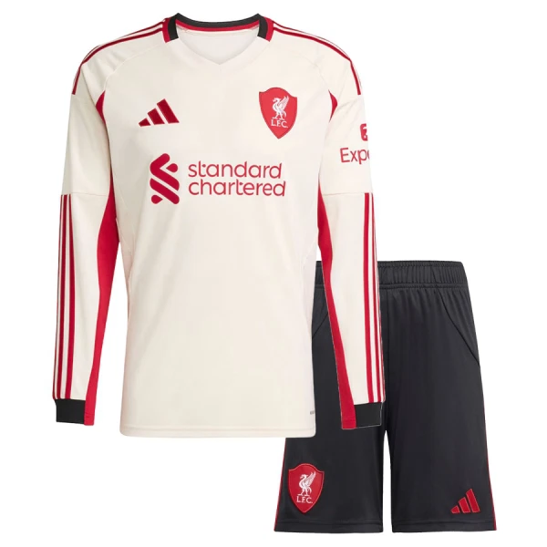 Levné Dětský Fotbalový Dres Liverpool Venkovní 2025-26 Dlouhý Rukáv Levné Dětský Fotbalový Dres Liverpool Venkovní 2025-26 Dlouhý Rukáv