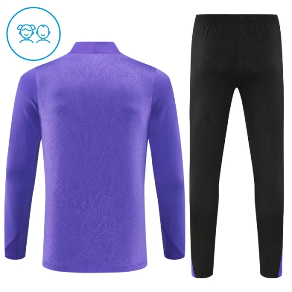 Levné Dětský FC Barcelona Purple Version Tréninkové teplákové soupravy Čtvrt-Zip 2025-26