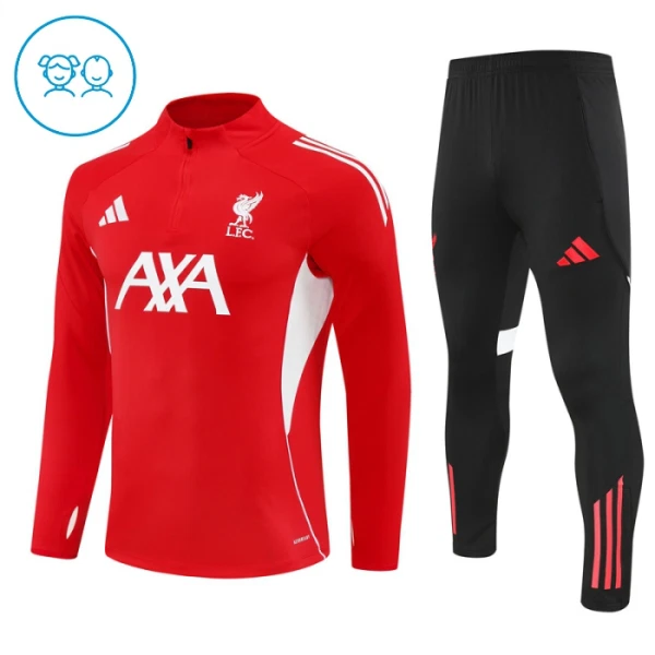 Levné Dětský Liverpool Tréninkové teplákové soupravy Čtvrt-Zip 2025-26 Červená