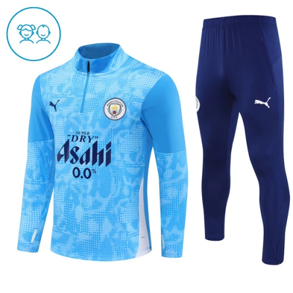 Levné Dětský Manchester City Tréninkové teplákové soupravy Čtvrt-Zip 2025-26 Modrá