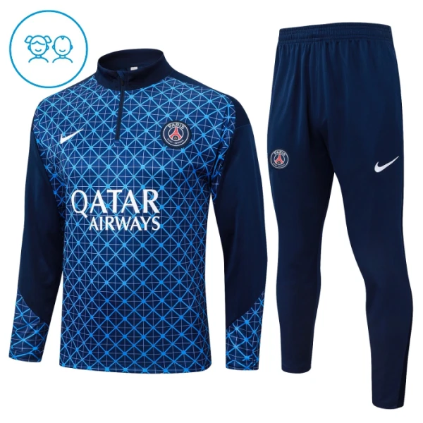 Levné Dětský Paris Saint-Germain Tréninkové teplákové soupravy Čtvrt-Zip 2025-26 Modrá
