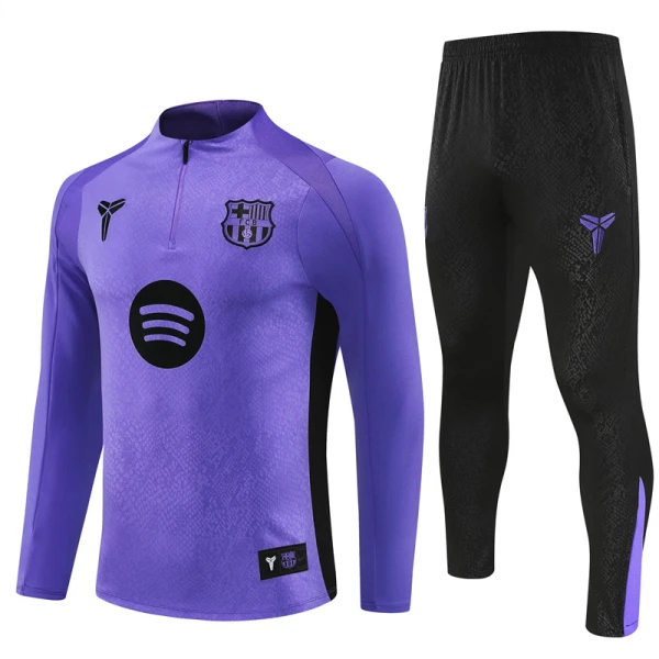 Levné Mužský FC Barcelona Purple Version Tréninkové teplákové soupravy Čtvrt-Zip 2025-26 Levné Mužský FC Barcelona Purple Version Tréninkové teplákové soupravy Čtvrt-Zip 2025-26
