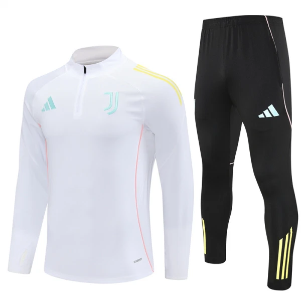 Levné Mužský Juventus Tréninkové teplákové soupravy Čtvrt-Zip 2025-26 Bílá