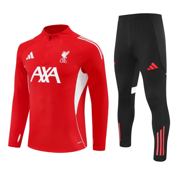Levné Mužský Liverpool Tréninkové teplákové soupravy Čtvrt-Zip 2025-26 Červená