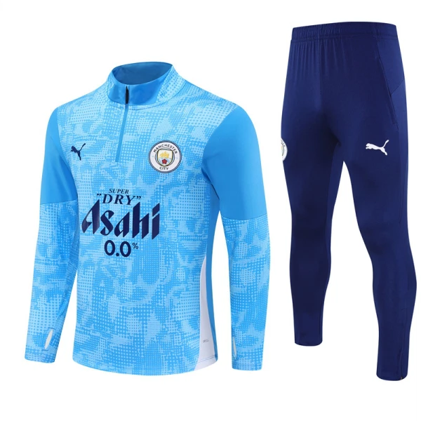 Levné Mužský Manchester City Tréninkové teplákové soupravy Čtvrt-Zip 2025-26 Modrá