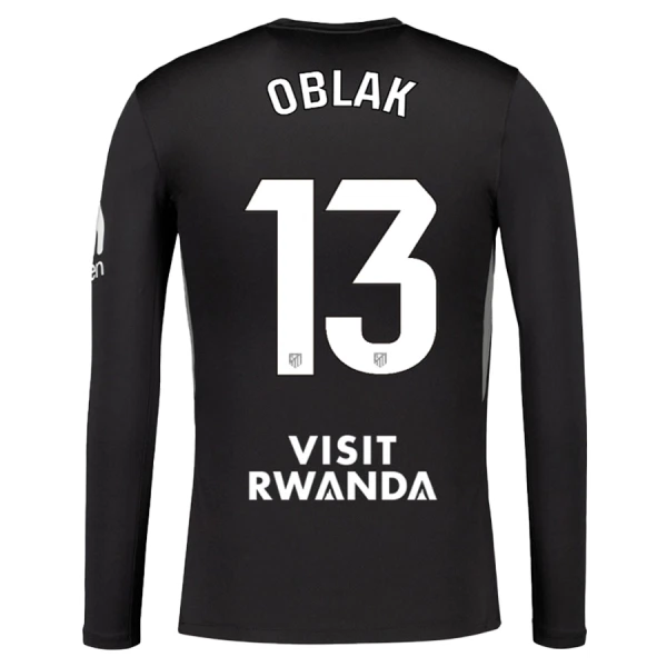 Levné Mužský Fotbalový Dres Atlético Madrid Oblak 13 Brankářské 2025-26 Černá Dlouhý Rukáv