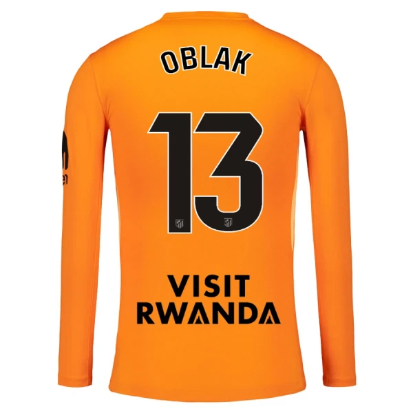Levné Mužský Fotbalový Dres Atlético Madrid Oblak 13 Brankářské 2025-26 Oranžový Dlouhý Rukáv