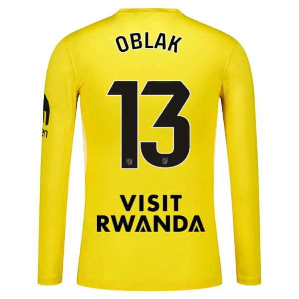 Levné Mužský Fotbalový Dres Atlético Madrid Oblak 13 Brankářské 2025-26 Žlutá Dlouhý Rukáv