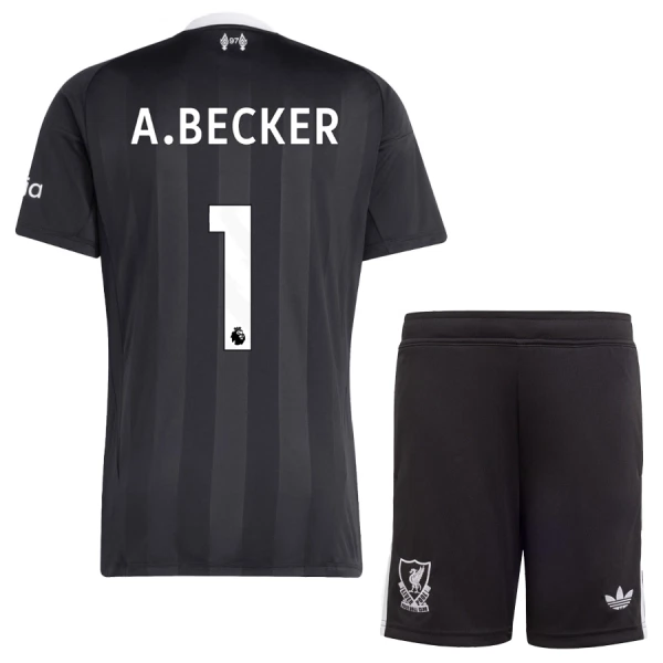 Levné Dětský Fotbalový Dres Liverpool A. Becker 1 Brankářské 2025-26 Černá