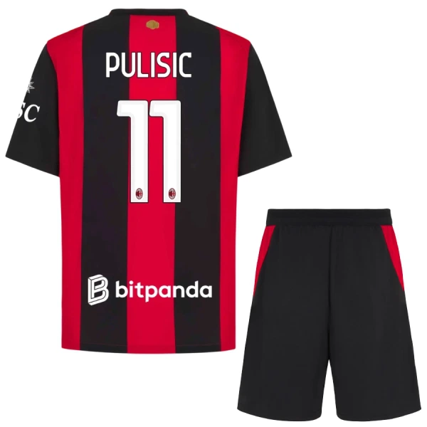 Levné Dětský Fotbalový Dres AC Milán Pulisic 11 Domácí 2026-27 Levné Dětský Fotbalový Dres AC Milán Pulisic 11 Domácí 2026-27