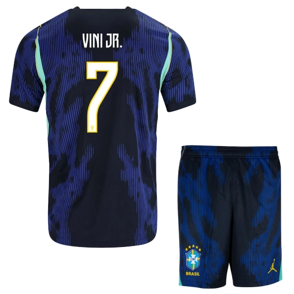 Levné Dětský Fotbalový Dres Brazílie Vini JR. 7 Venkovní Mistrovství Světa 2026 Levné Dětský Fotbalový Dres Brazílie Vini JR. 7 Venkovní Mistrovství Světa 2026
