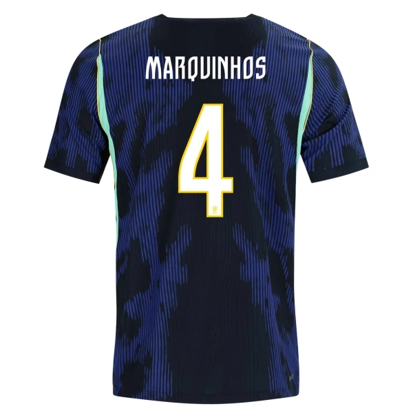 Levné Mužský Fotbalový Dres Brazílie Marquinhos 4 Venkovní Mistrovství Světa 2026 Levné Mužský Fotbalový Dres Brazílie Marquinhos 4 Venkovní Mistrovství Světa 2026