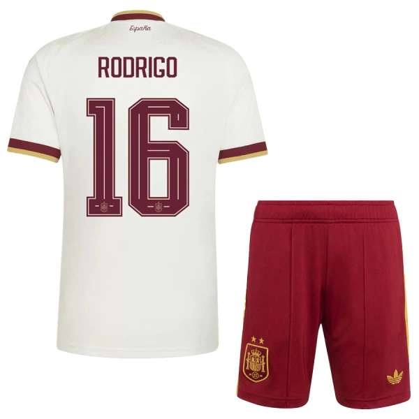 Levné Dětský Fotbalový Dres Španělsko 2 Stars Rodrigo 16 Venkovní Mistrovství Světa 2026 Levné Dětský Fotbalový Dres Španělsko 2 Stars Rodrigo 16 Venkovní Mistrovství Světa 2026